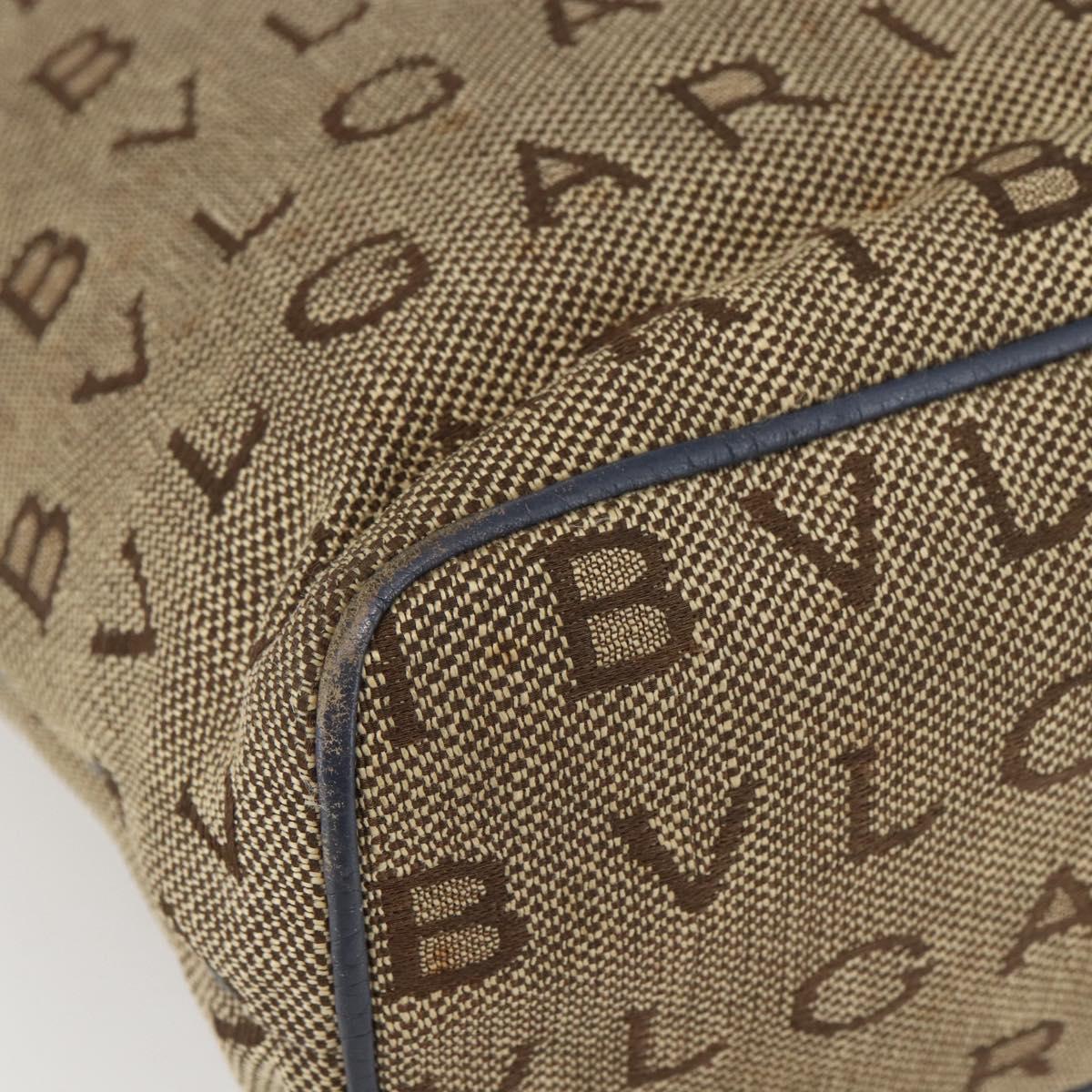 BVLGARI Logo Mania Tote Bag Canvas Beige Gold Auth hk3330
