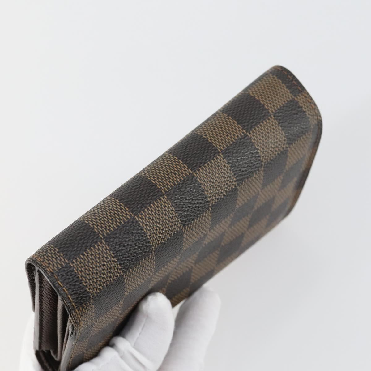 LOUIS VUITTON Damier Ebene Wallet Leather 3 Set LV Auth hk3332