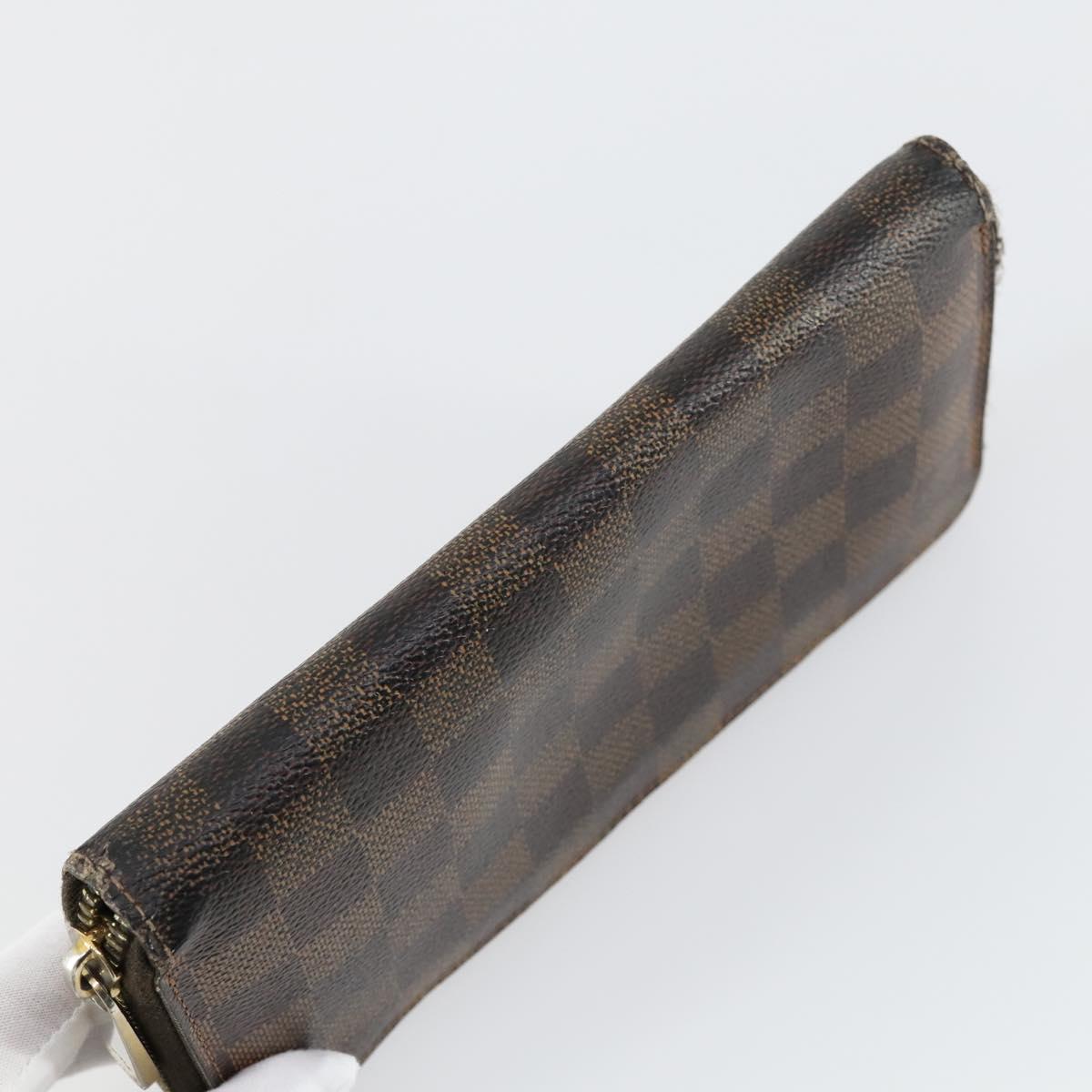 LOUIS VUITTON Damier Ebene Wallet Leather 3 Set LV Auth hk3332