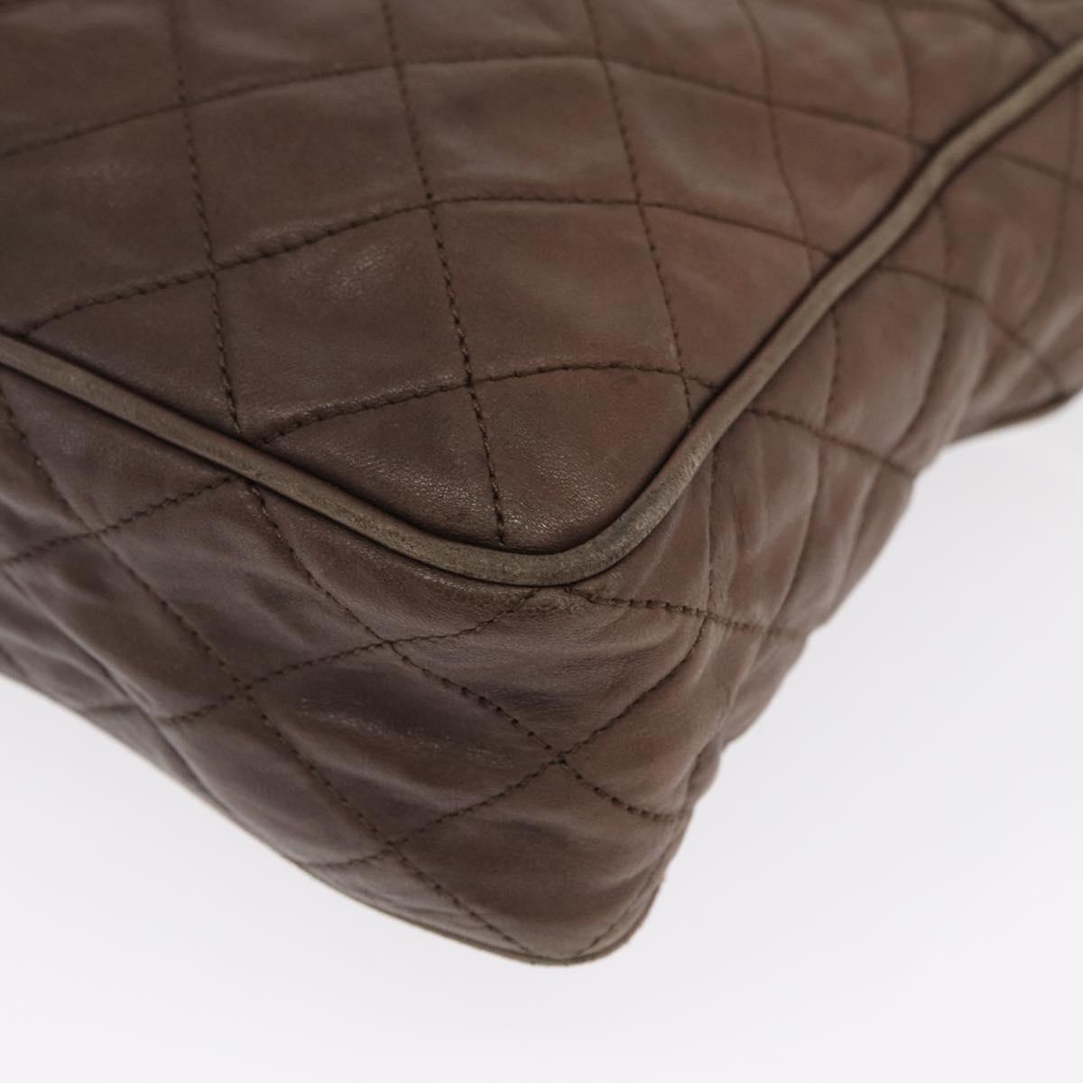 CHANEL Matelasse COCO Mark Shoulder Bag Leather Brown Gold CC Auth hk3336