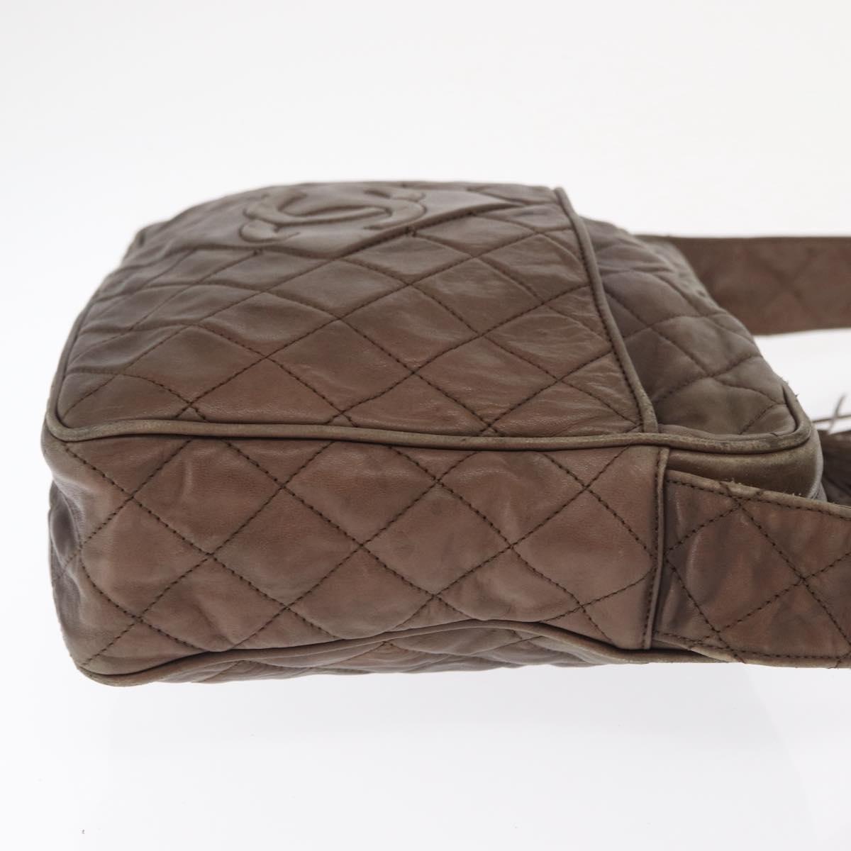 CHANEL Matelasse COCO Mark Shoulder Bag Leather Brown Gold CC Auth hk3336