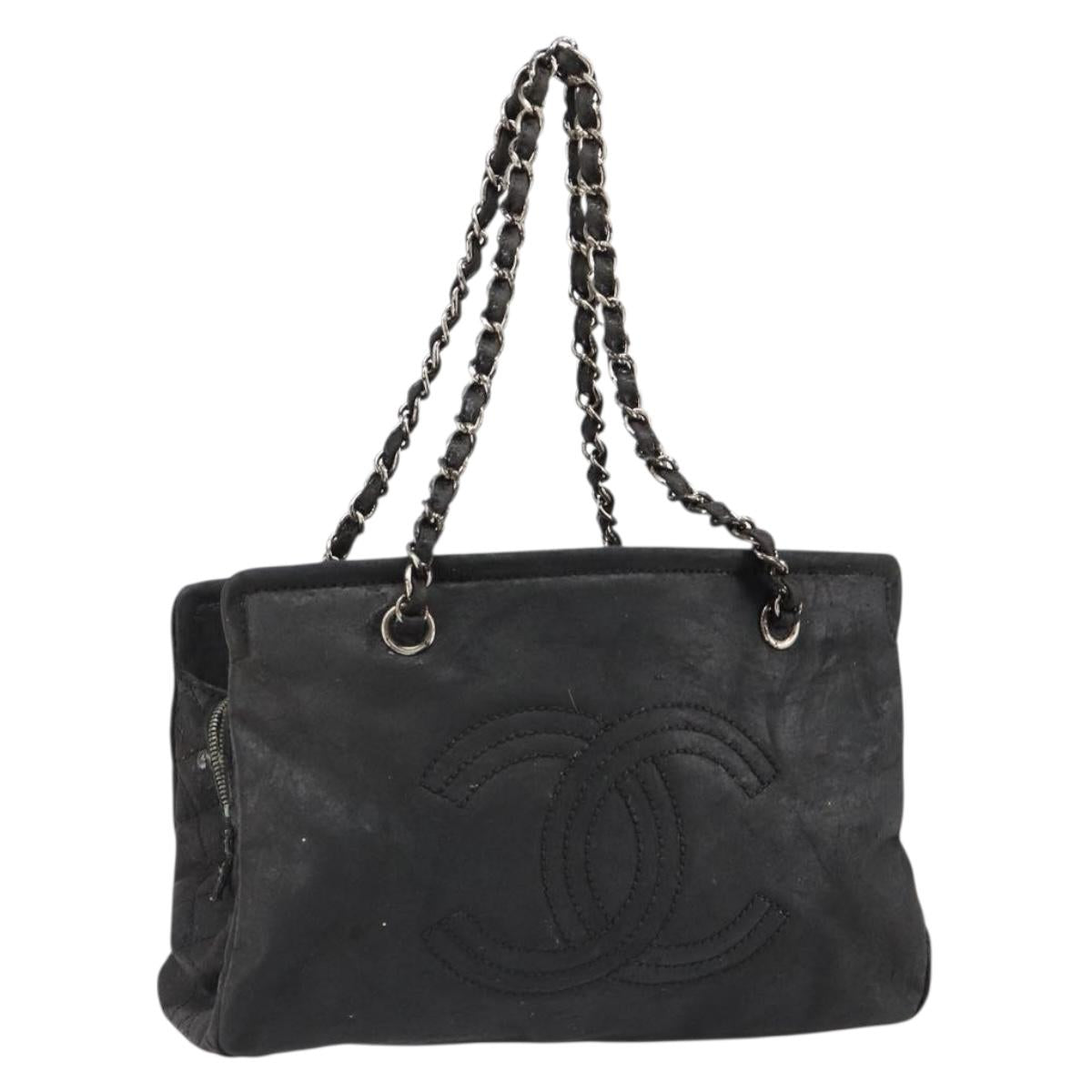 CHANEL COCO Mark Chain Shoulder Bag Patent leather Black Gold CC Auth hk3337