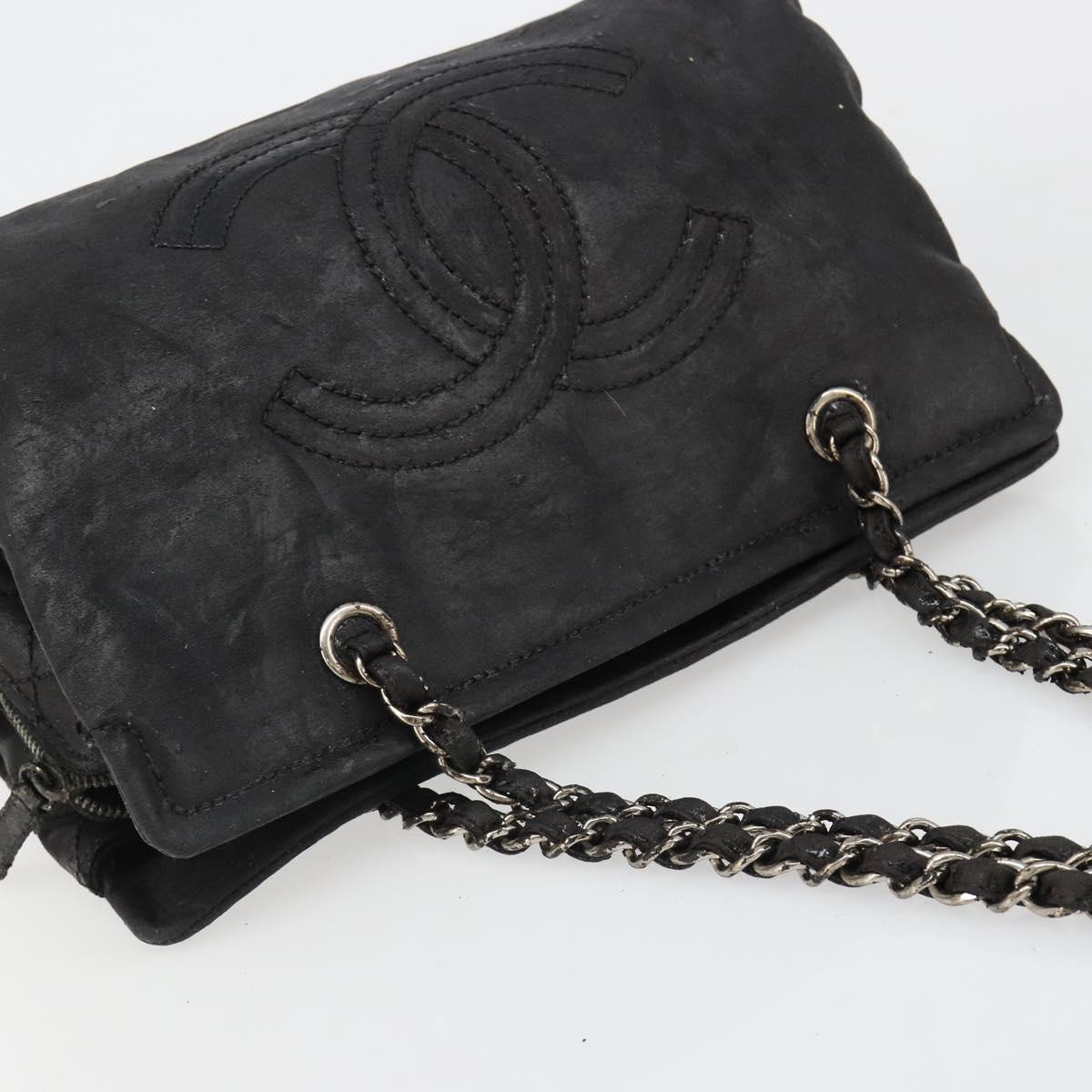 CHANEL COCO Mark Chain Shoulder Bag Patent leather Black Gold CC Auth hk3337