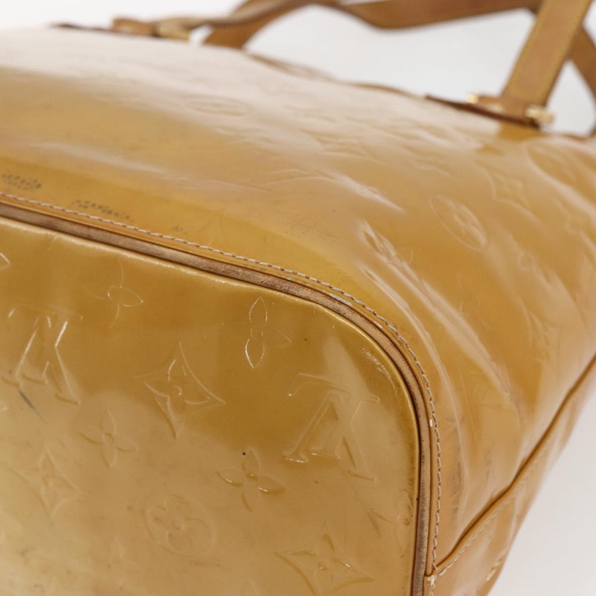 LOUIS VUITTON Monogram Vernis Houston Hand Bag Beige M91004 LV Auth hk3345