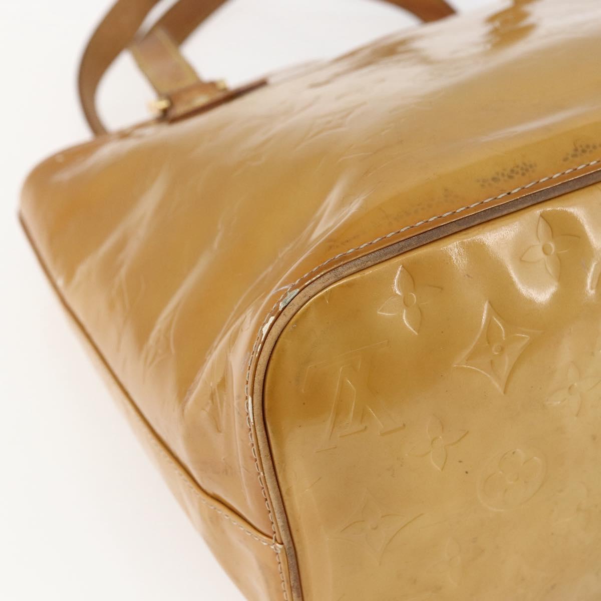 LOUIS VUITTON Monogram Vernis Houston Hand Bag Beige M91004 LV Auth hk3345