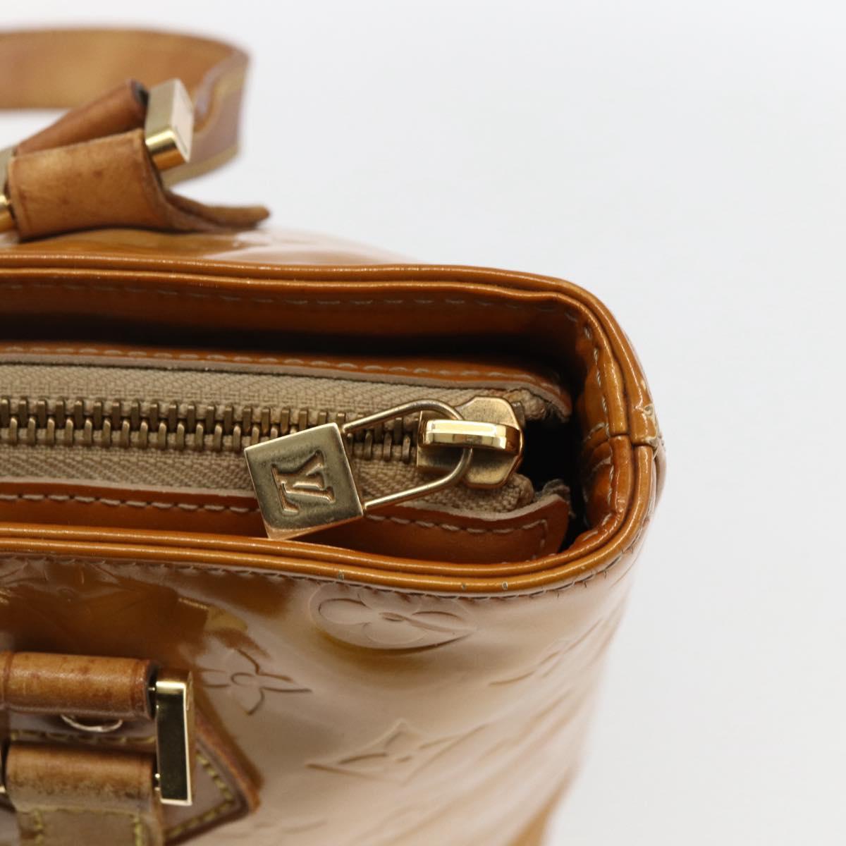 LOUIS VUITTON Monogram Vernis Houston Hand Bag Beige M91004 LV Auth hk3345