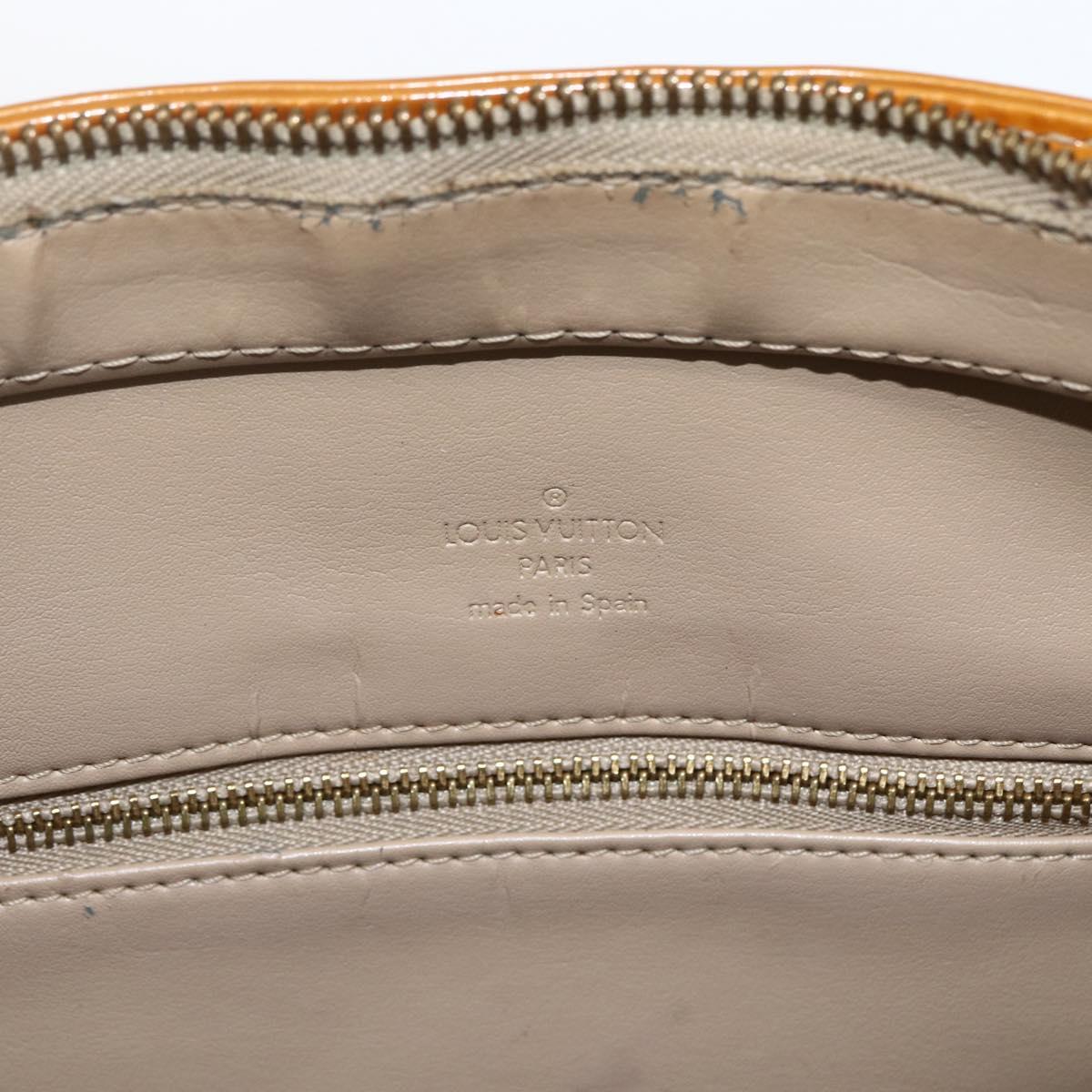 LOUIS VUITTON Monogram Vernis Houston Hand Bag Beige M91004 LV Auth hk3345