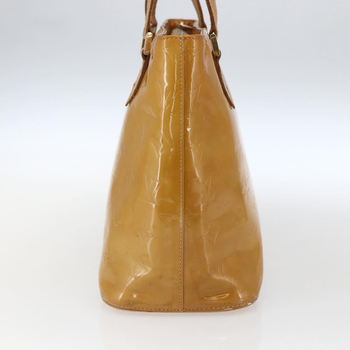 LOUIS VUITTON Monogram Vernis Houston Hand Bag Beige M91004 LV Auth hk3345