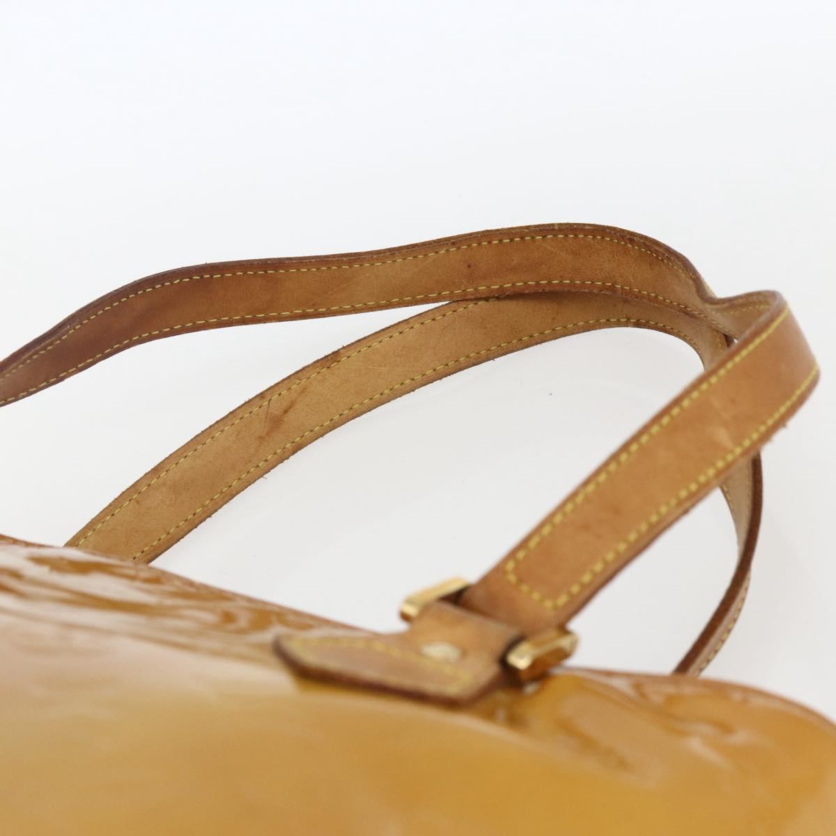 LOUIS VUITTON Monogram Vernis Houston Hand Bag Beige M91004 LV Auth hk3345