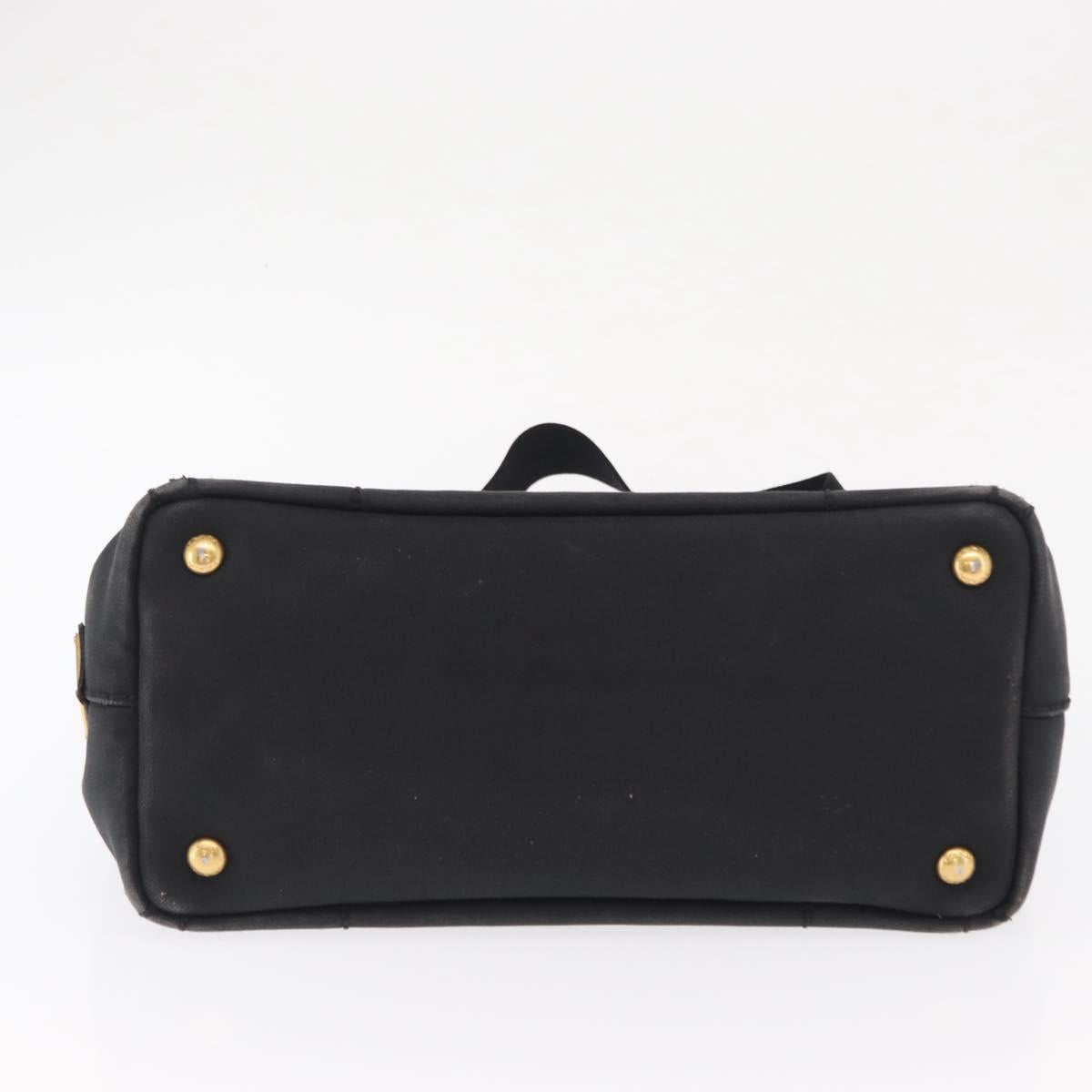 PRADA Canapa PM Hand Bag Canvas 2way Black Gold Auth hk3347