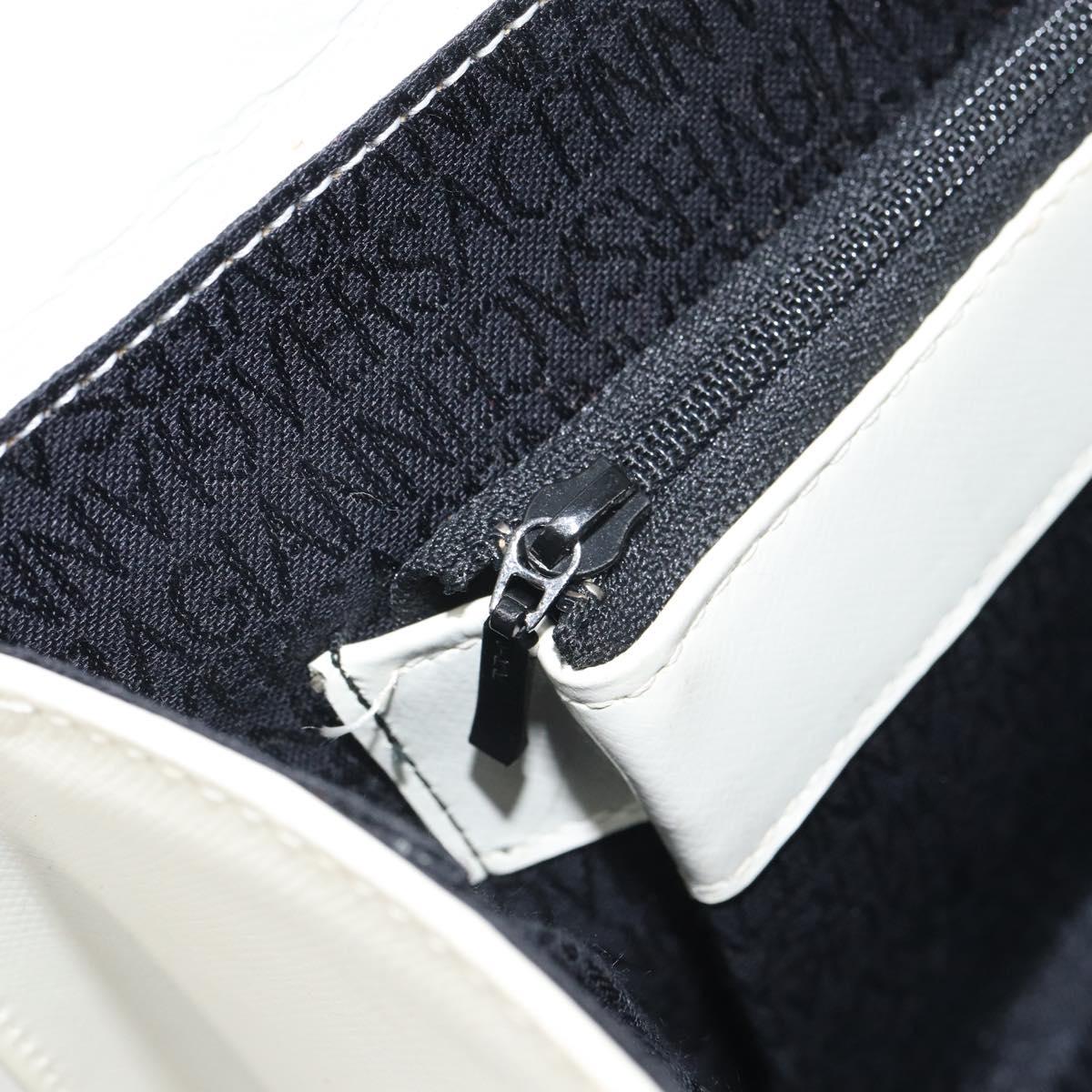Gianni Versace Hand Bag Leather White Gold Auth hk3351