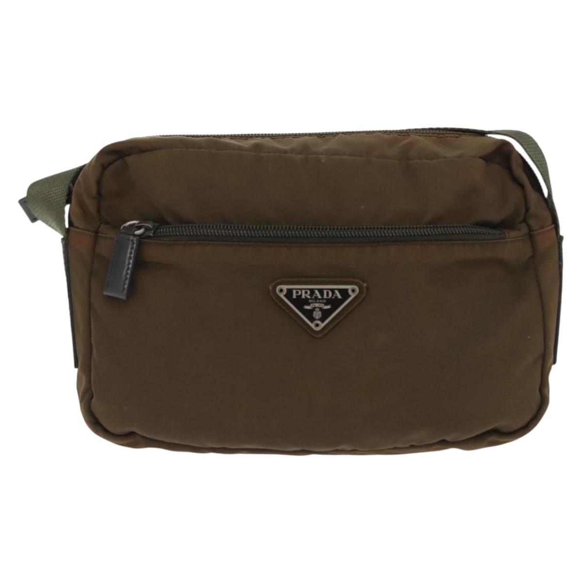 PRADA Shoulder Bag Nylon Brown Auth hk3352