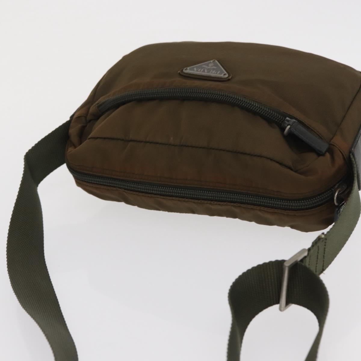 PRADA Shoulder Bag Nylon Brown Auth hk3352
