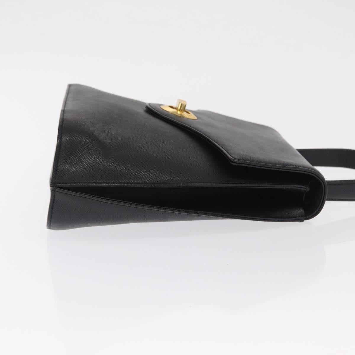 GIVENCHY Hand Bag Leather Black Gold Auth hk3353