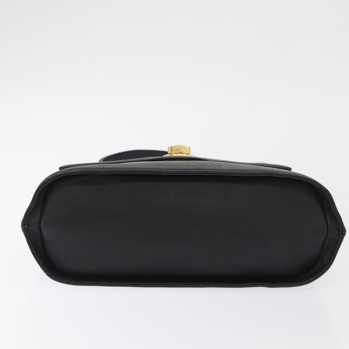 GIVENCHY Hand Bag Leather Black Gold Auth hk3353
