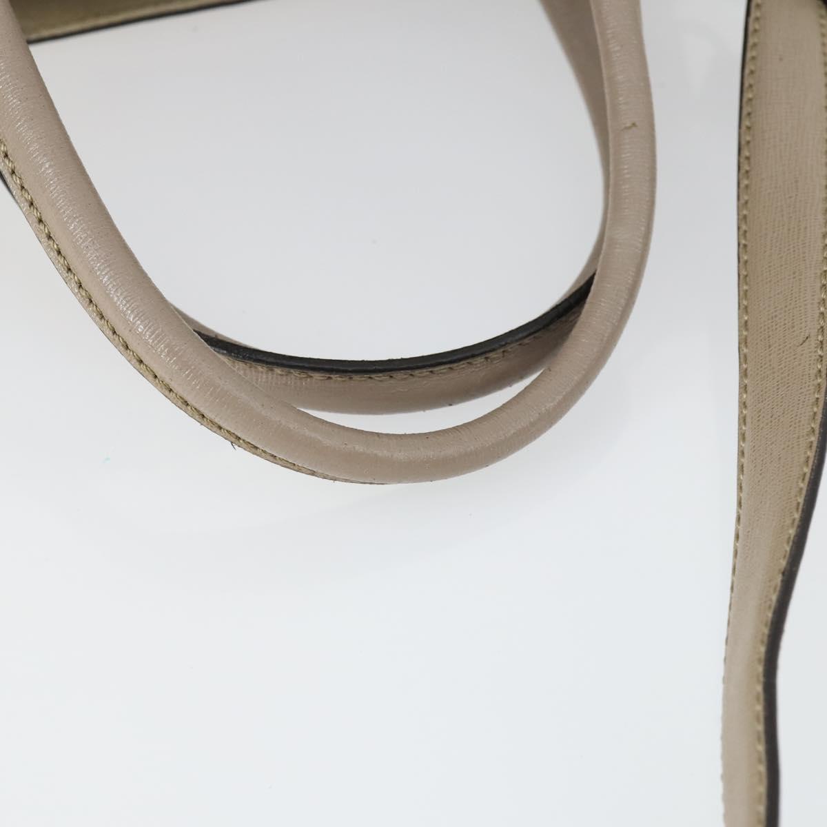 FENDI To joule Hand Bag Leather 2way Beige Silver Auth hk3360
