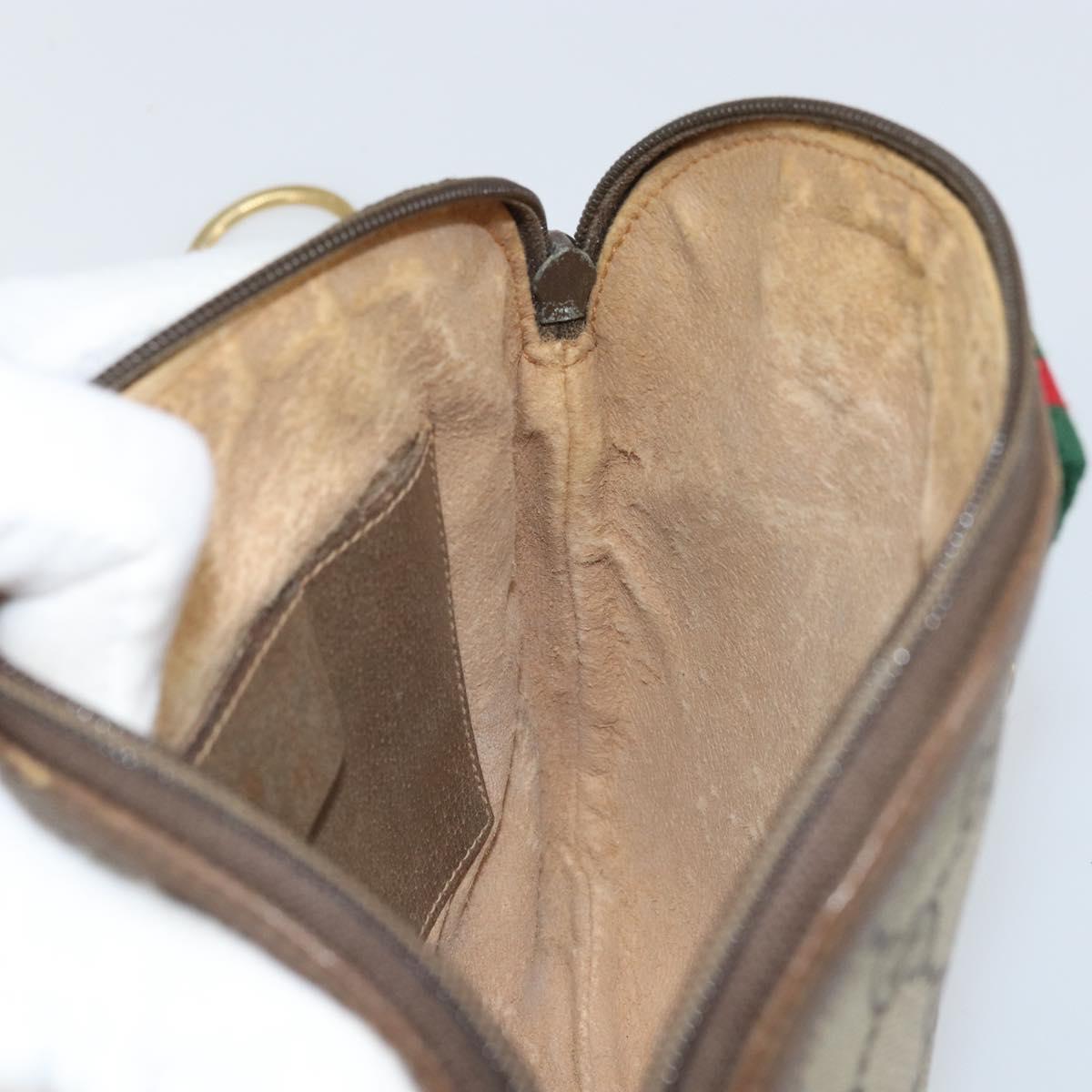 GUCCI GG Supreme Web Sherry Line Bag PVC Beige Gold 904 02 047 Auth hk3361