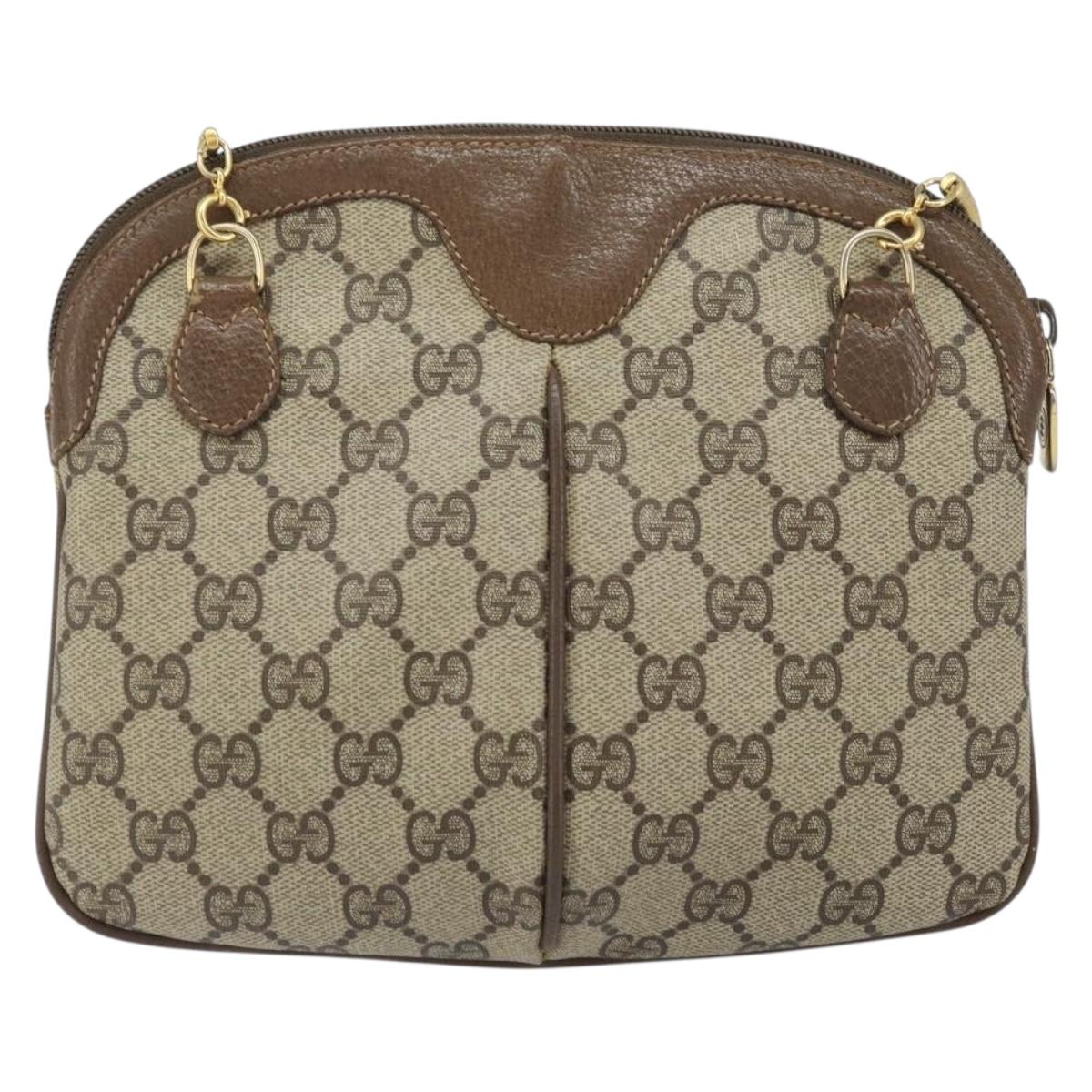 GUCCI GG Supreme Web Sherry Line Bag PVC Beige Gold 904 02 047 Auth hk3361