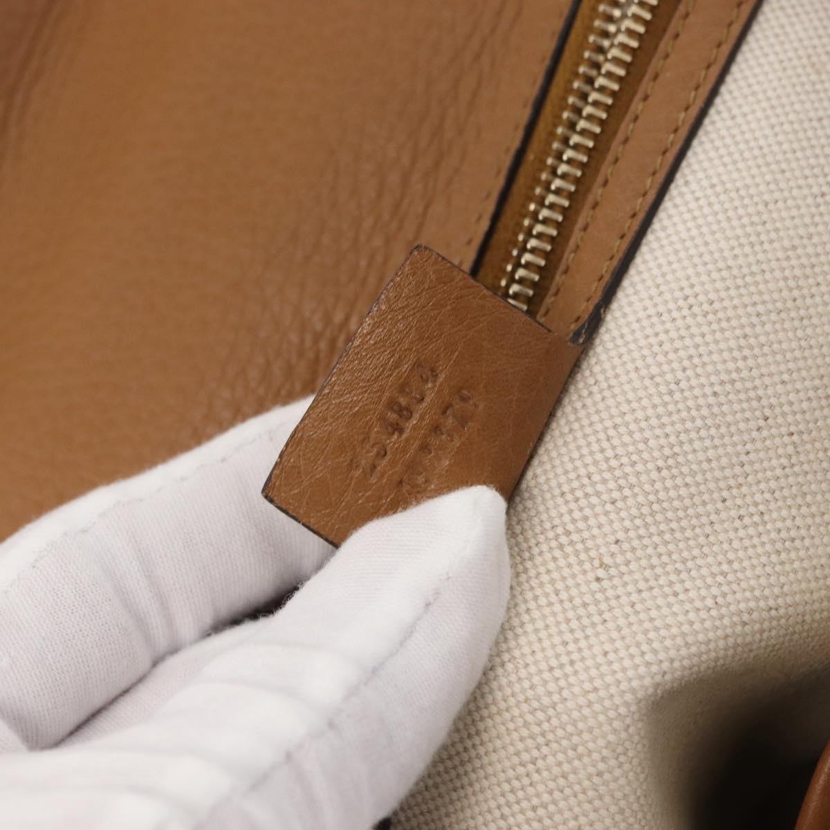 GUCCI New Bamboo Tote Bag Leather 2way Brown Gold 254884 Auth hk3362V