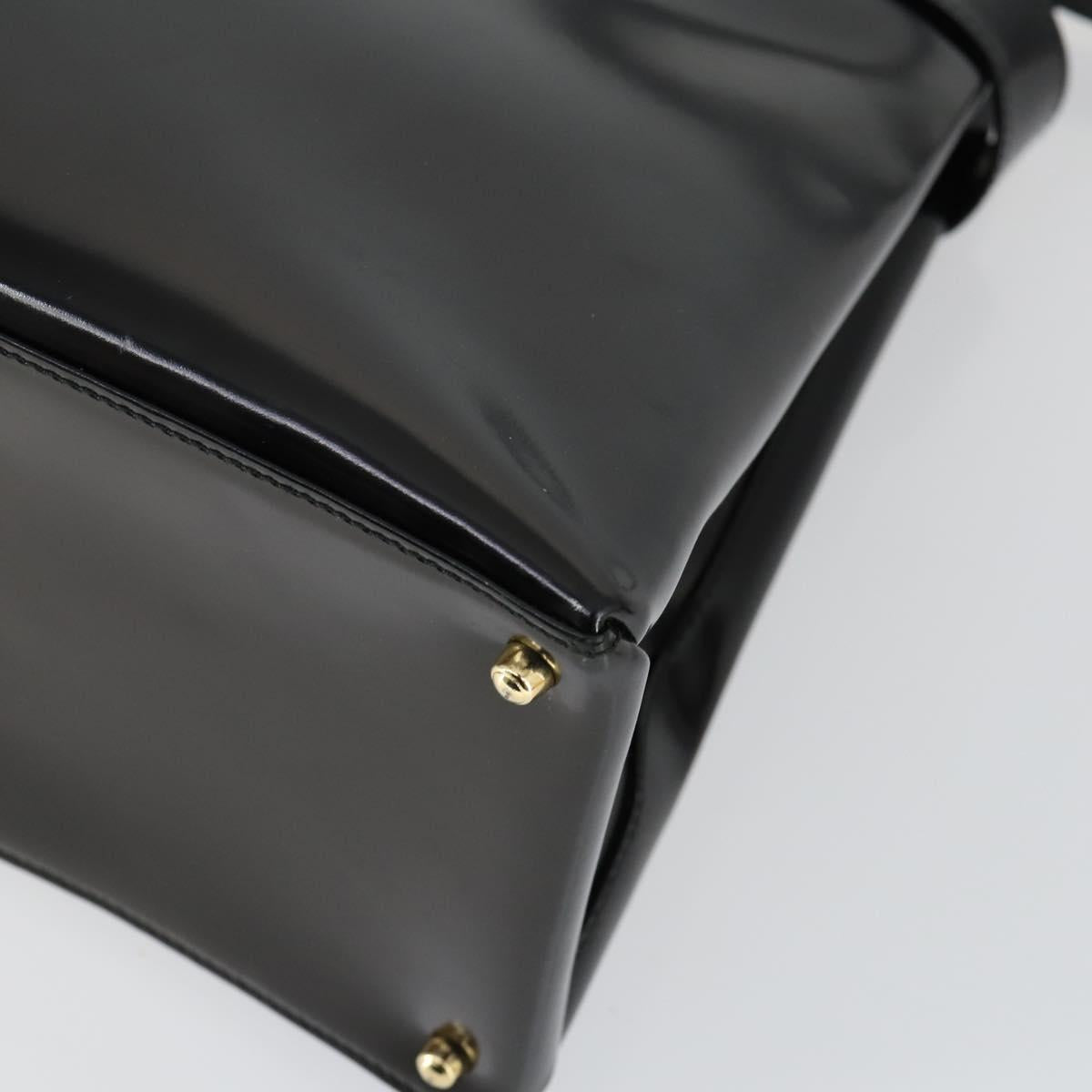 GUCCI Hand Bag Patent leather 2way Black Gold 000 1118 0503 Auth hk3363