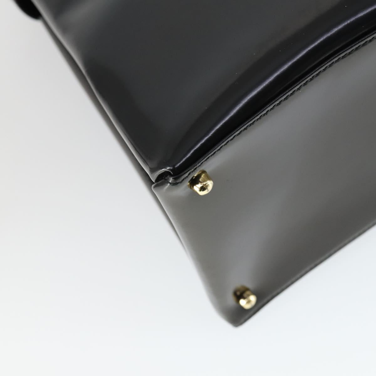 GUCCI Hand Bag Patent leather 2way Black Gold 000 1118 0503 Auth hk3363