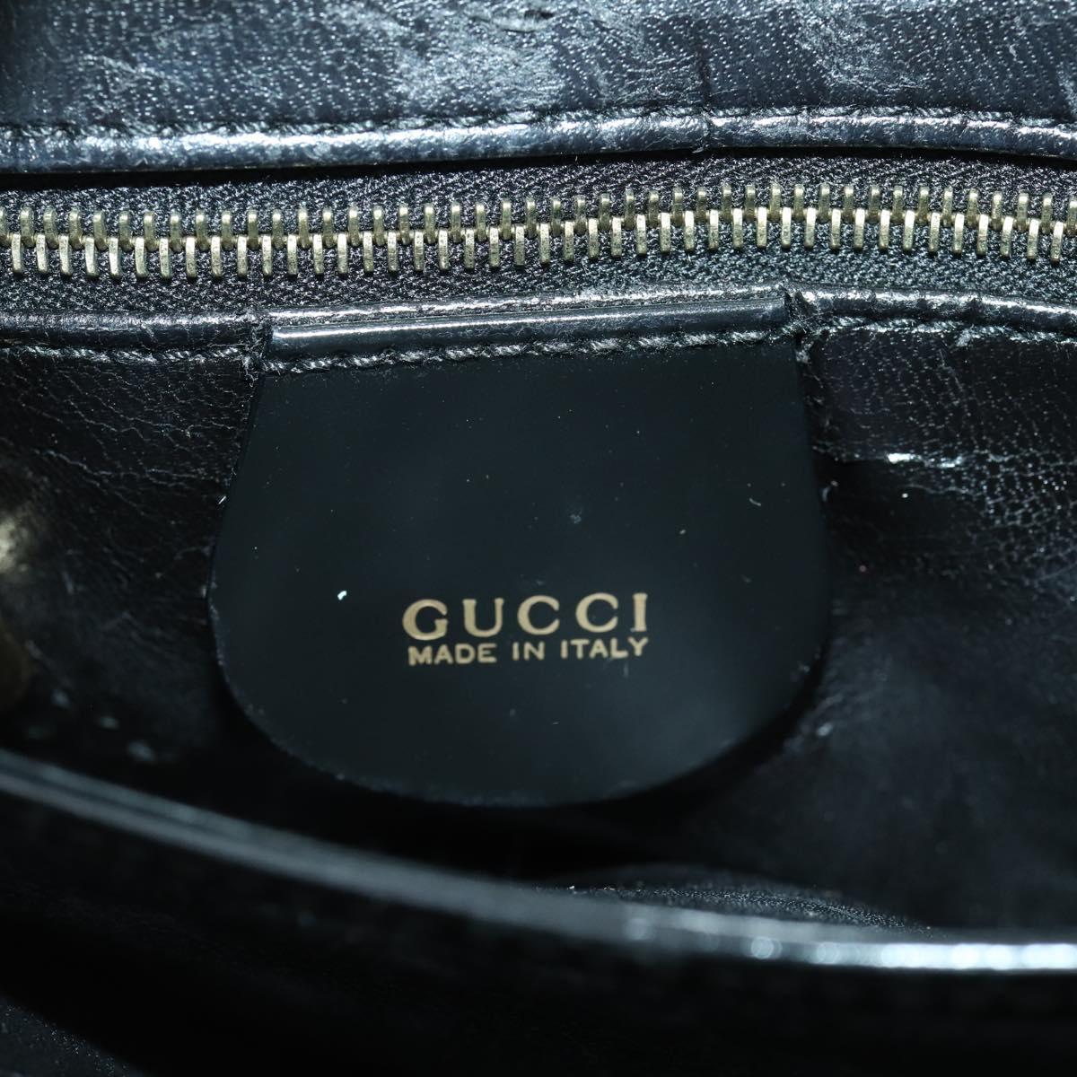 GUCCI Hand Bag Patent leather 2way Black Gold 000 1118 0503 Auth hk3363
