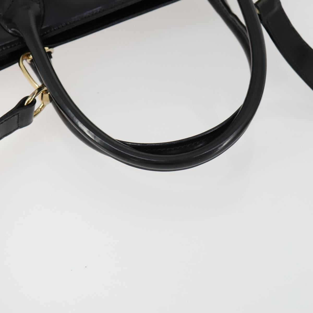GUCCI Hand Bag Patent leather 2way Black Gold 000 1118 0503 Auth hk3363