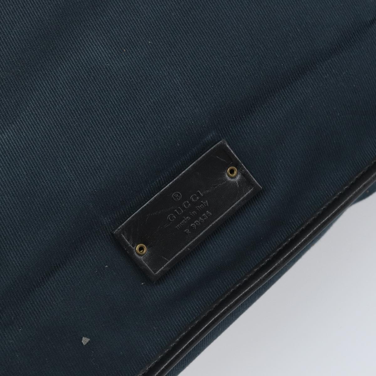 GUCCI Sherry Line Shoulder Bag Canvas Black Gold 90656 Auth hk3366