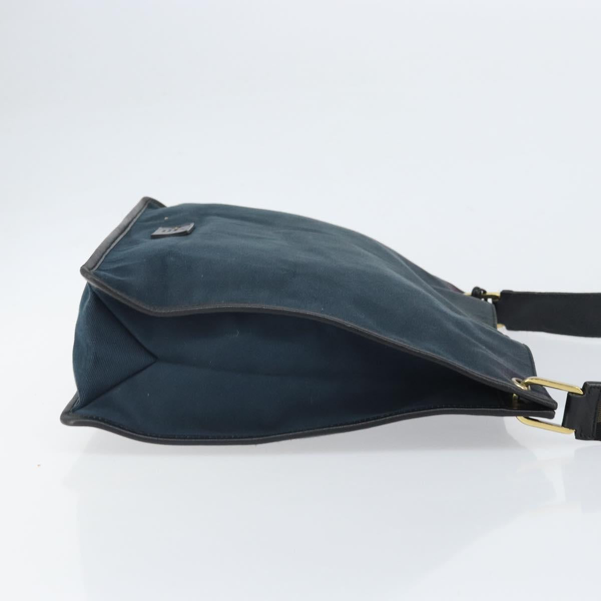 GUCCI Sherry Line Shoulder Bag Canvas Black Gold 90656 Auth hk3366