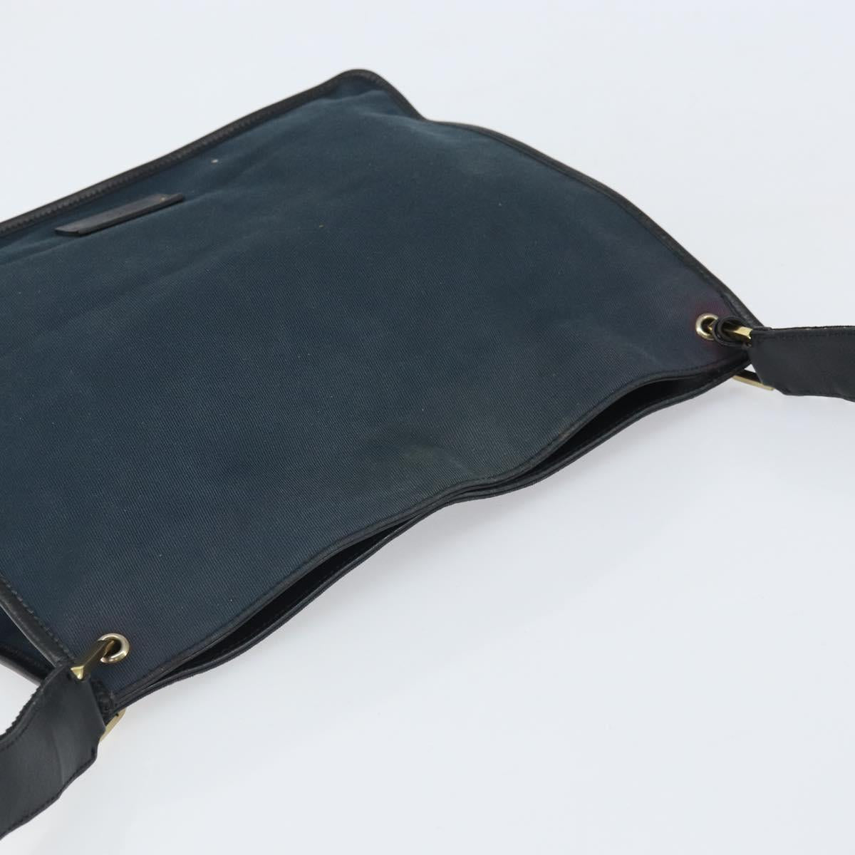 GUCCI Sherry Line Shoulder Bag Canvas Black Gold 90656 Auth hk3366
