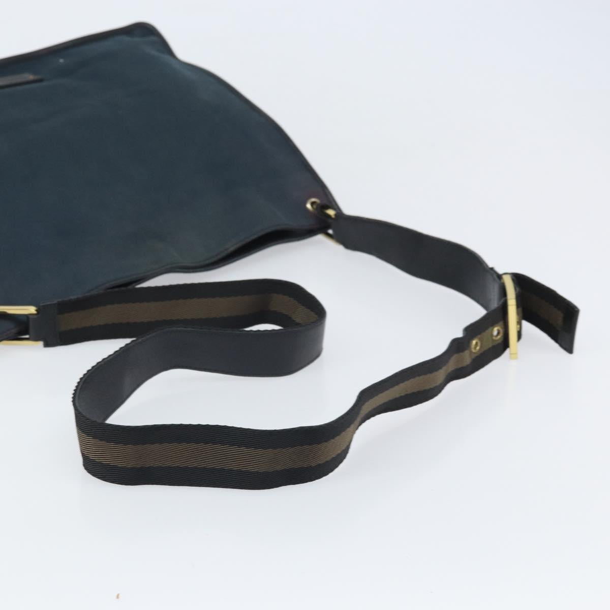 GUCCI Sherry Line Shoulder Bag Canvas Black Gold 90656 Auth hk3366