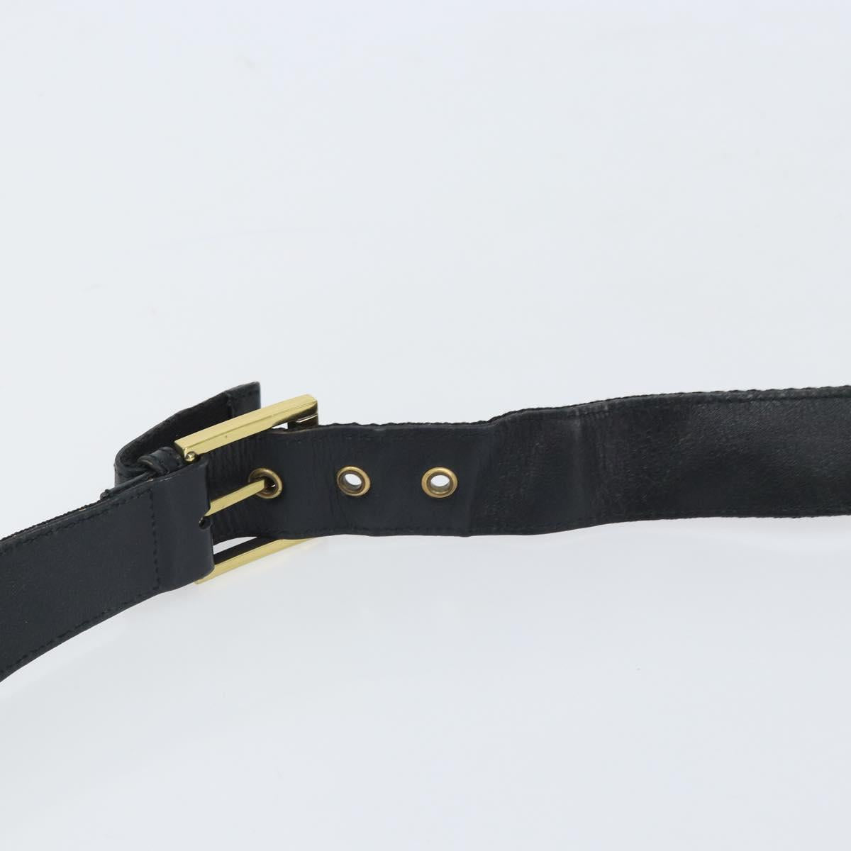 GUCCI Sherry Line Shoulder Bag Canvas Black Gold 90656 Auth hk3366