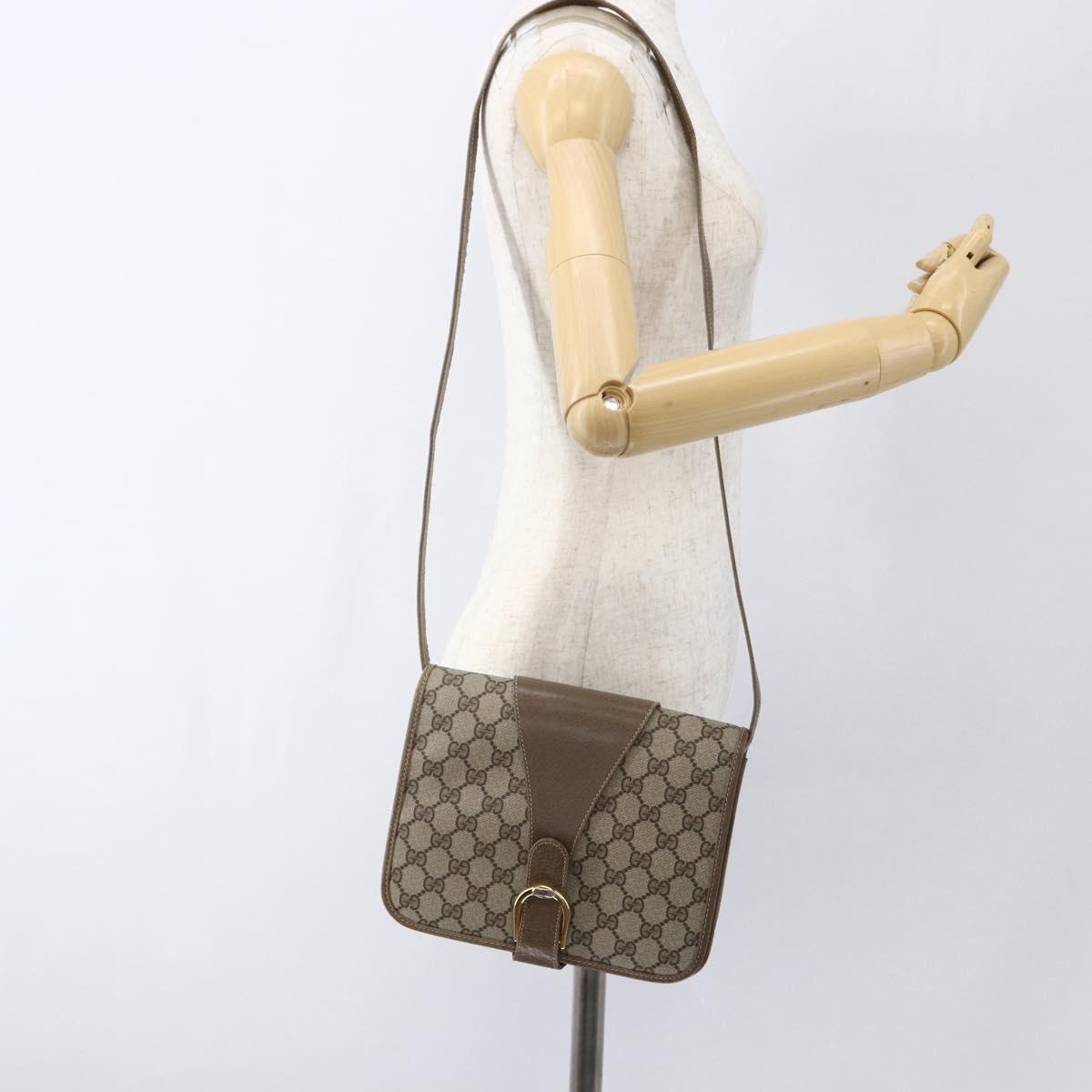 GUCCI GG Supreme Shoulder Bag PVC Beige Gold 93 02 023 Auth hk3368
