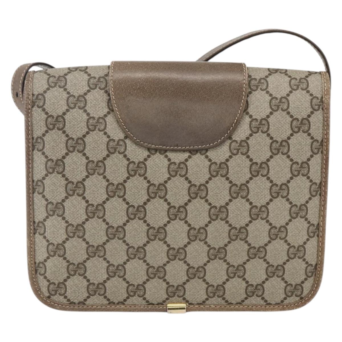 GUCCI GG Supreme Shoulder Bag PVC Beige Gold 93 02 023 Auth hk3368