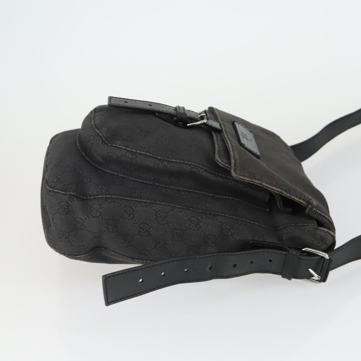 GUCCI GG Canvas Shoulder Bag Black Silver 101654 Auth hk3369