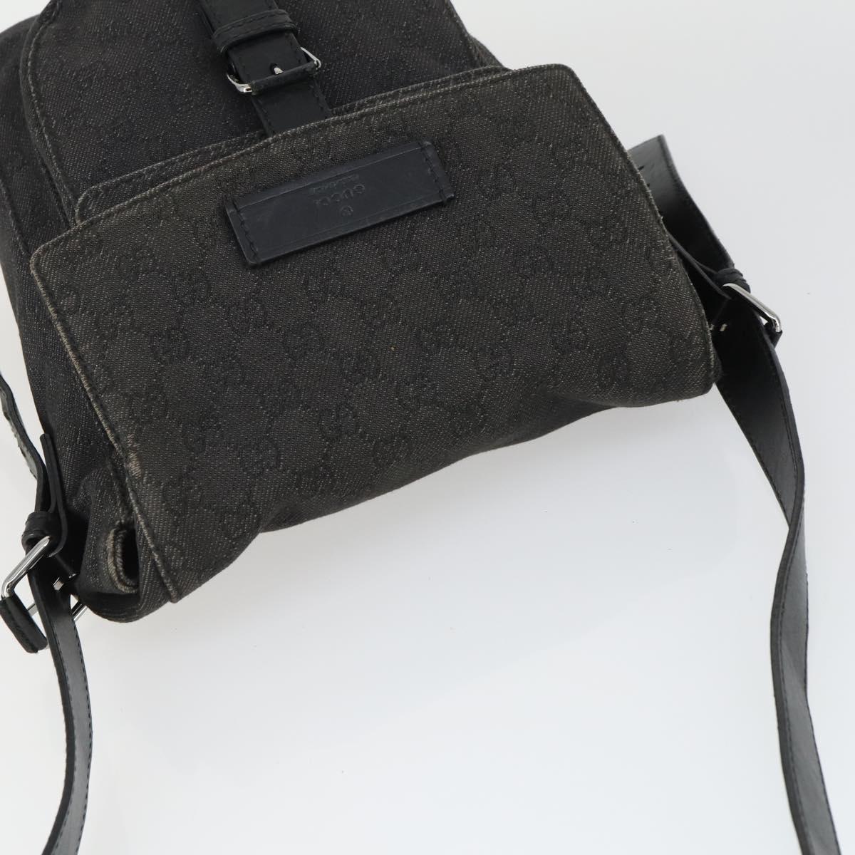 GUCCI GG Canvas Shoulder Bag Black Silver 101654 Auth hk3369