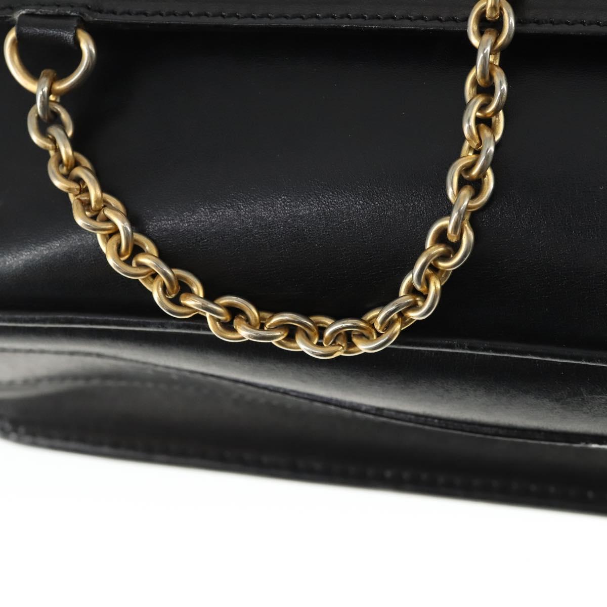 CELINE Shoulder Bag Leather Black Gold Auth hk3373