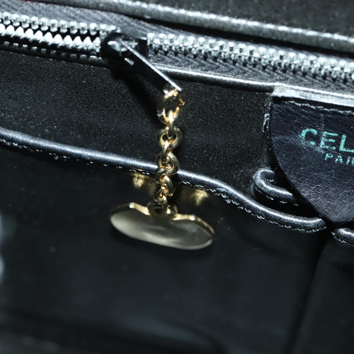 CELINE Shoulder Bag Leather Black Gold Auth hk3373