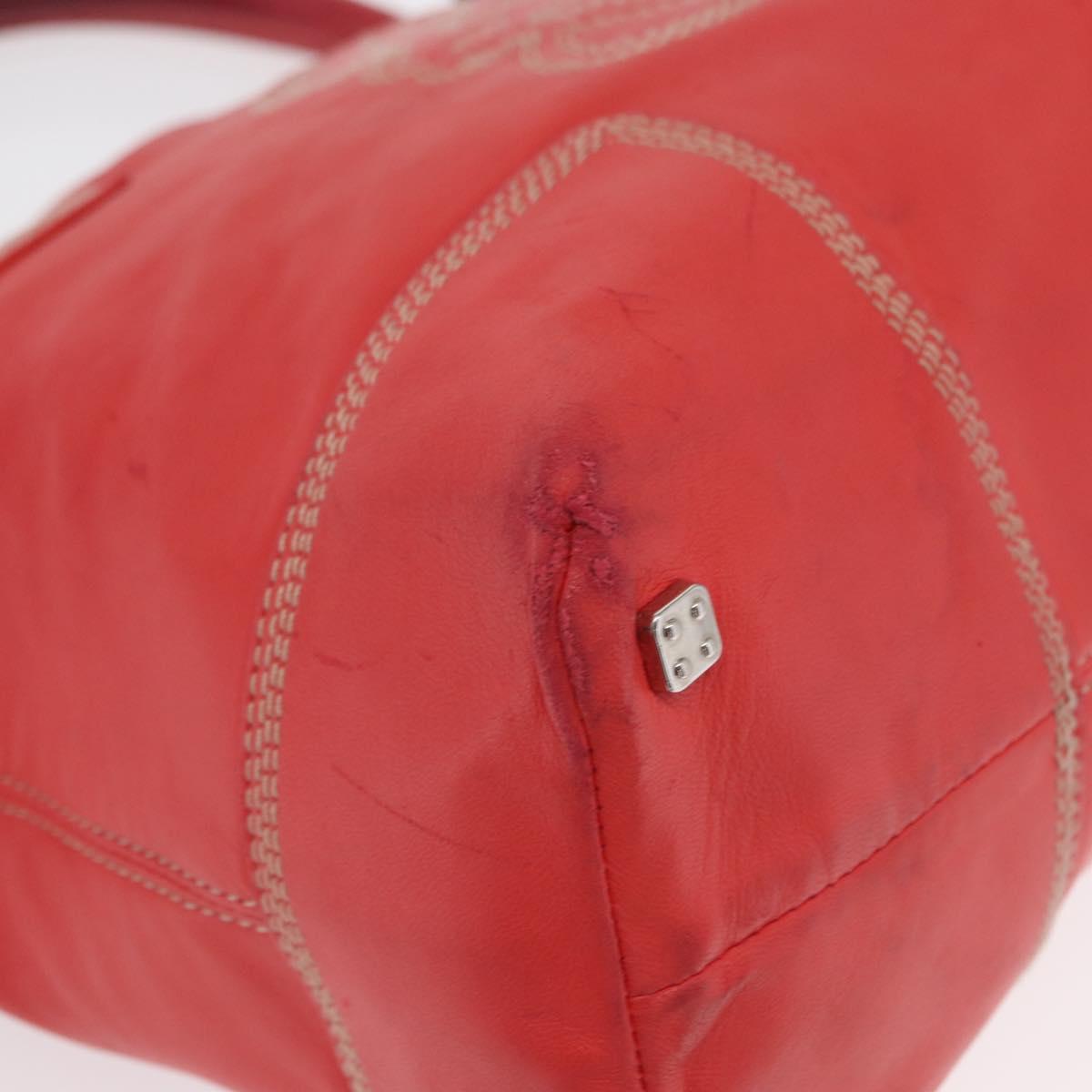 LOEWE Anagram Americana 28 Hand Bag Leather Red Silver Auth hk3375