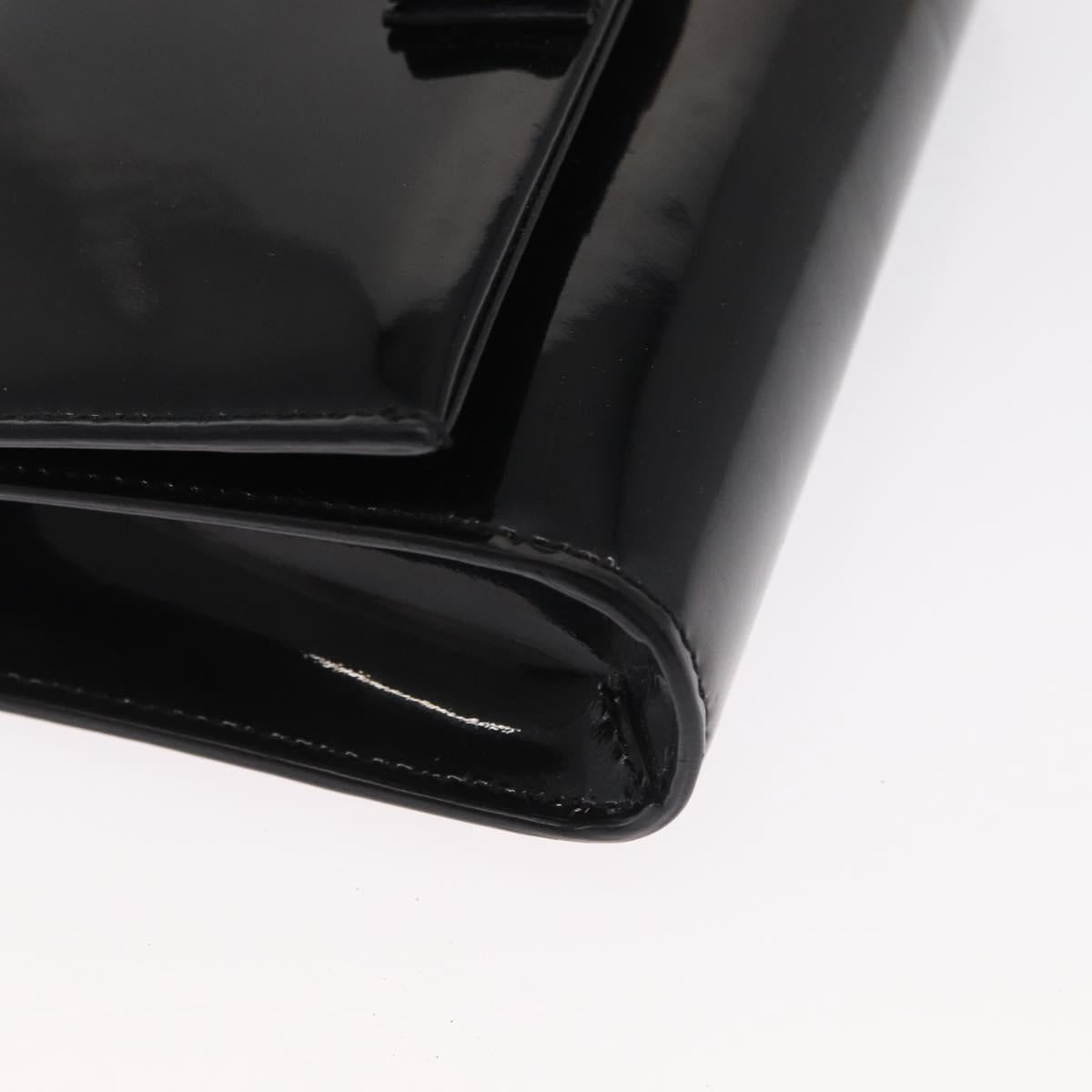 Salvatore Ferragamo Vala Chain Bag Patent leather Black Gold Auth hk3377