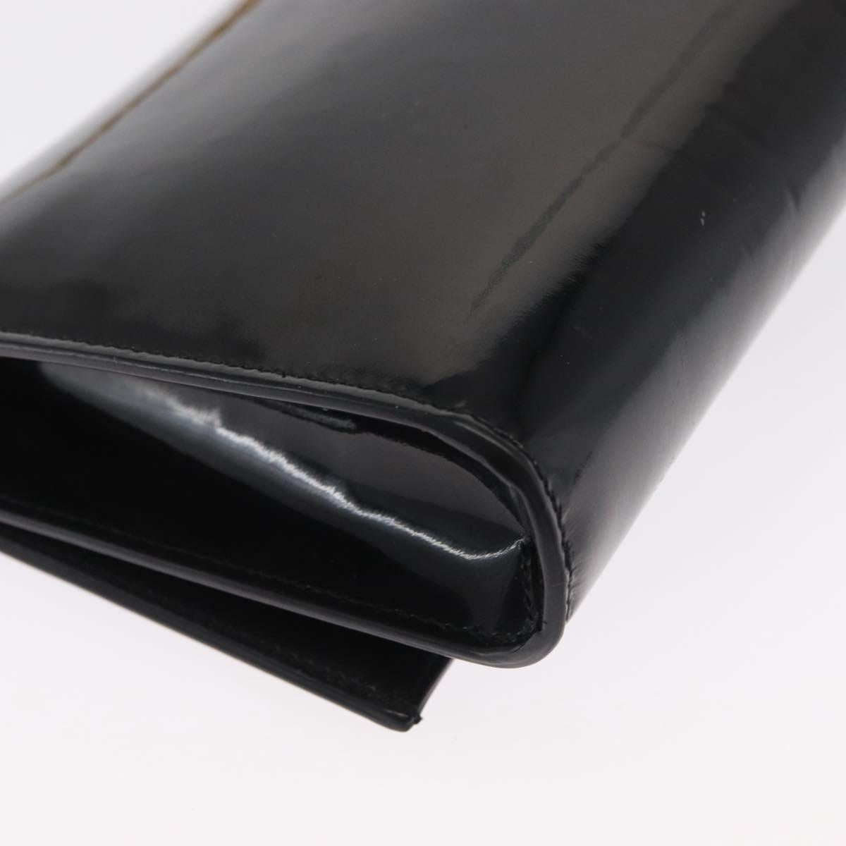 Salvatore Ferragamo Vala Chain Bag Patent leather Black Gold Auth hk3377