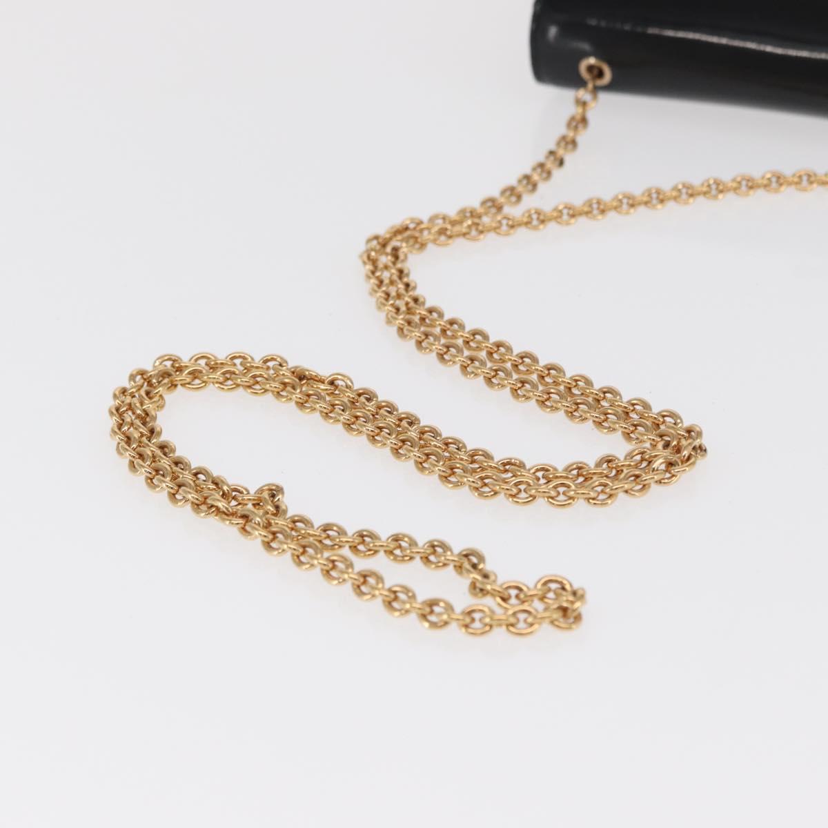 Salvatore Ferragamo Vala Chain Bag Patent leather Black Gold Auth hk3377