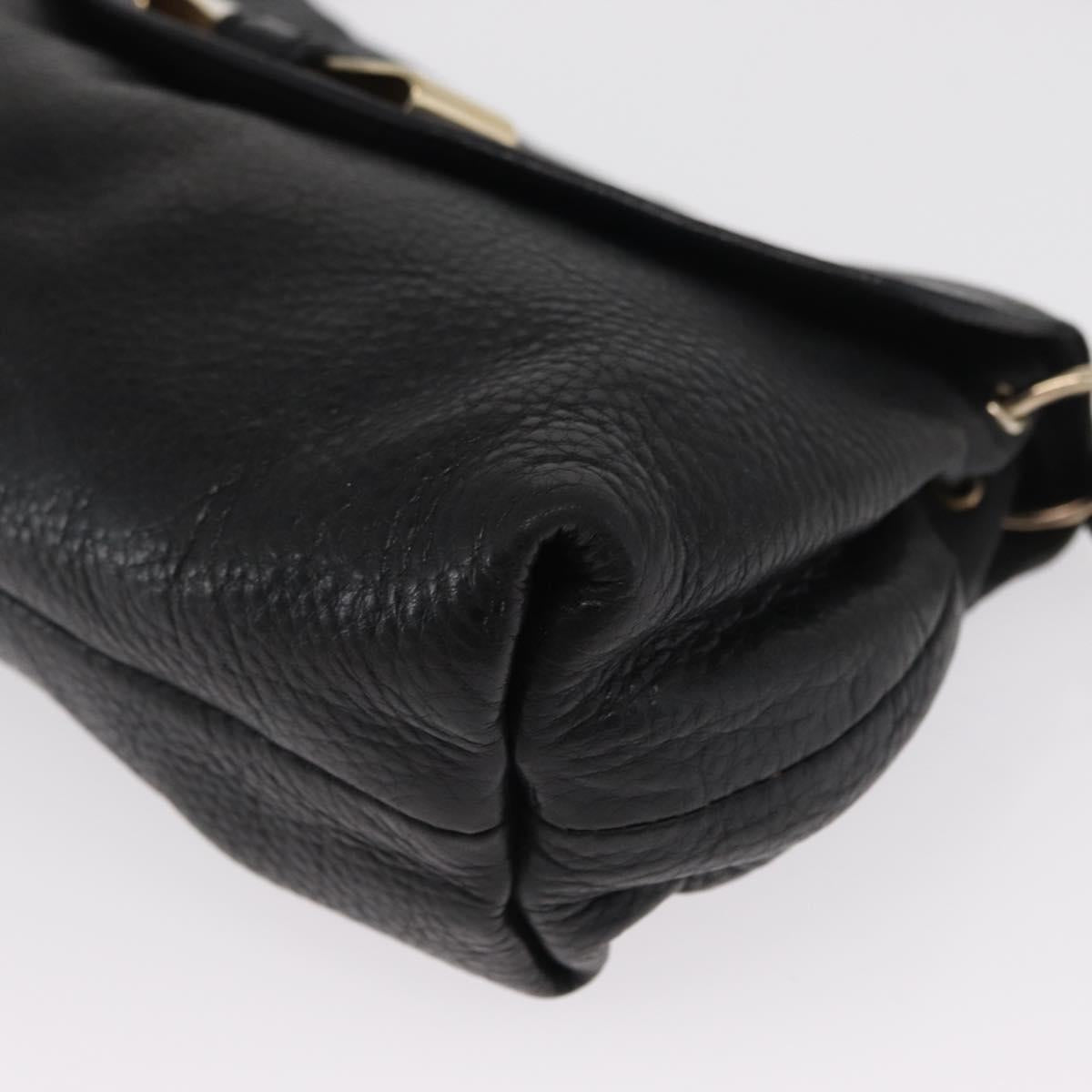 Chloe Lily Shoulder Bag Leather Black Gold Auth hk3380