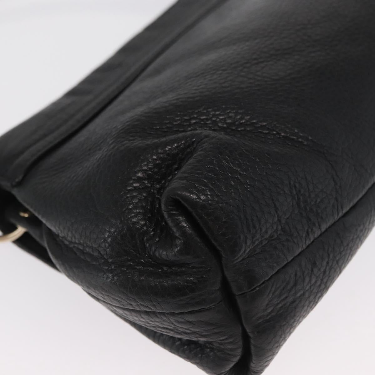 Chloe Lily Shoulder Bag Leather Black Gold Auth hk3380