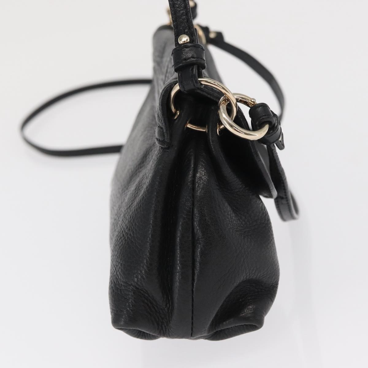 Chloe Lily Shoulder Bag Leather Black Gold Auth hk3380
