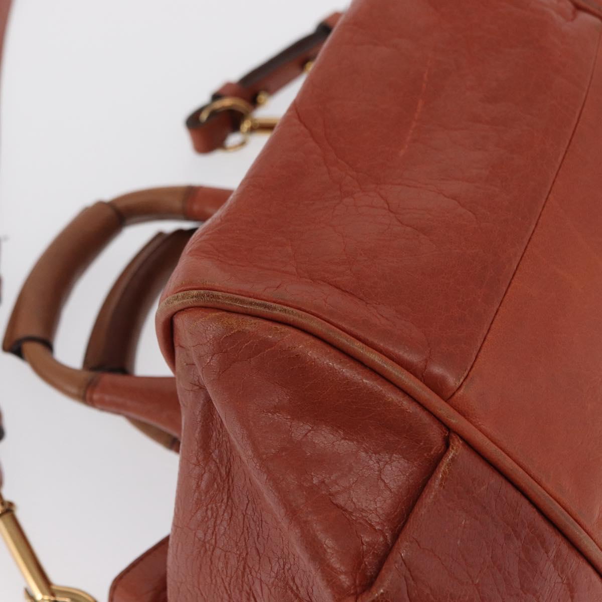 Chloe Etel Hand Bag Leather 2way Brown Gold Auth hk3381