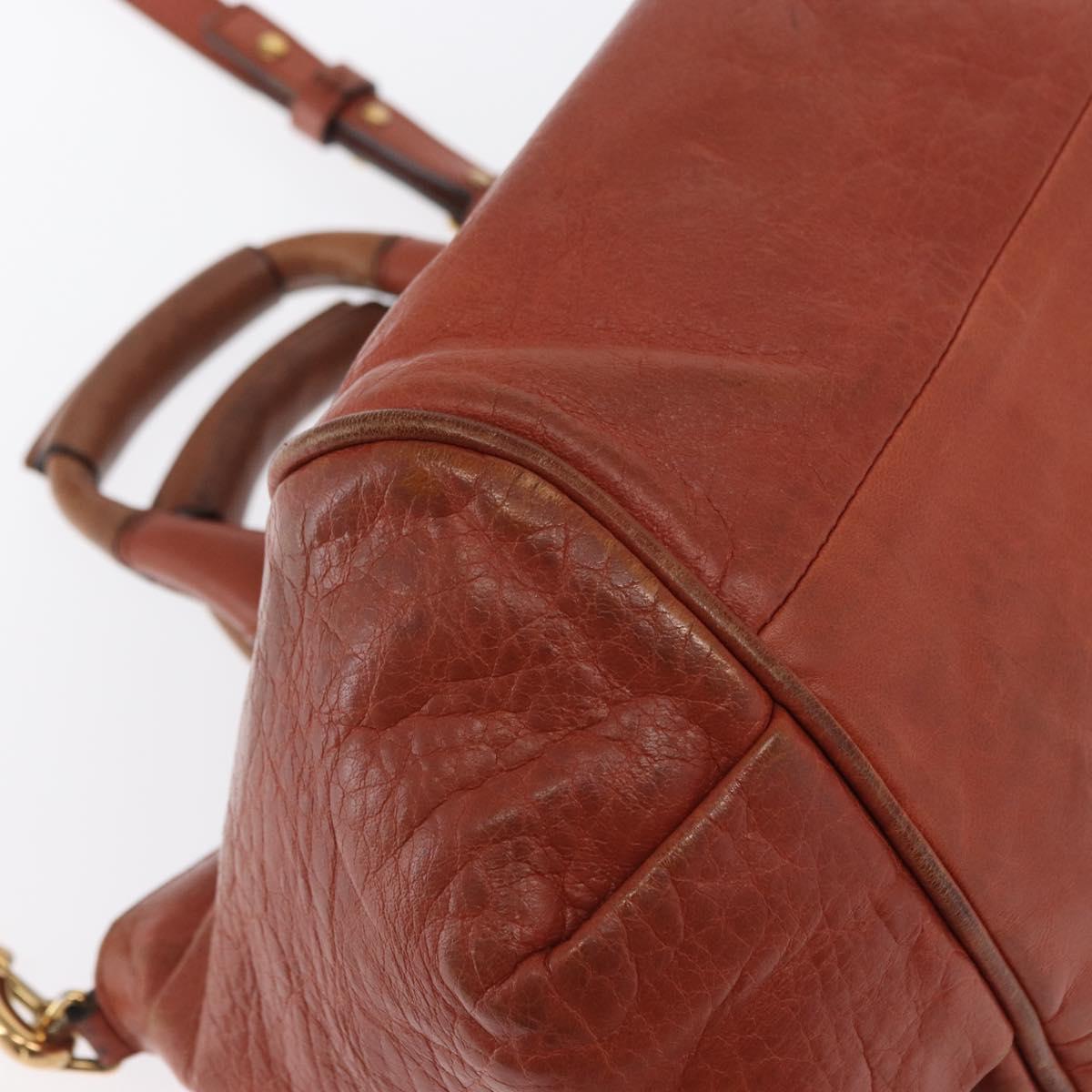 Chloe Etel Hand Bag Leather 2way Brown Gold Auth hk3381