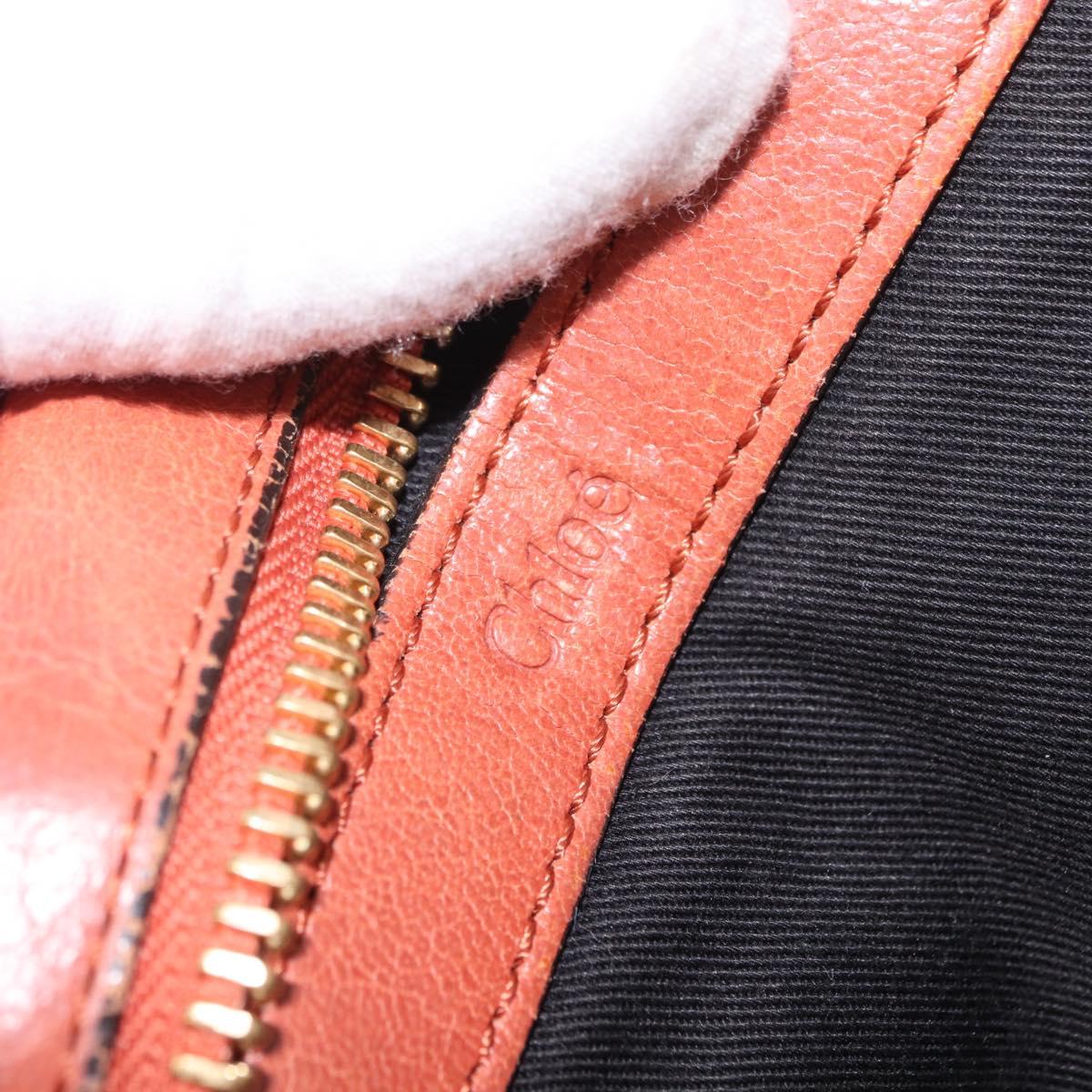 Chloe Etel Hand Bag Leather 2way Brown Gold Auth hk3381