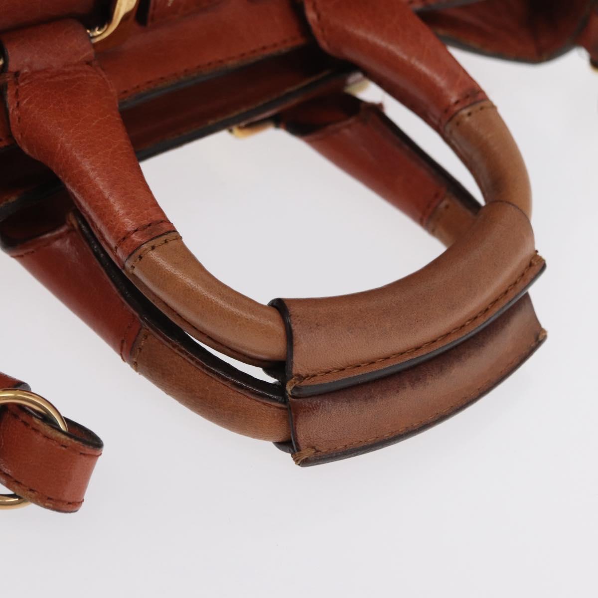 Chloe Etel Hand Bag Leather 2way Brown Gold Auth hk3381