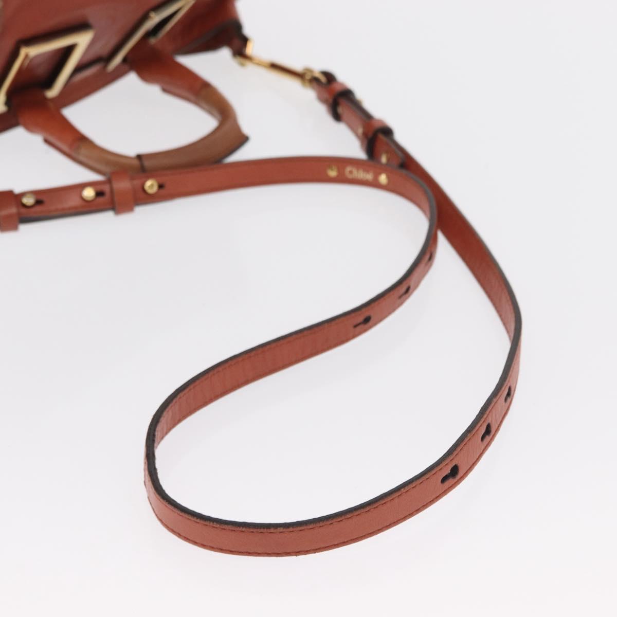 Chloe Etel Hand Bag Leather 2way Brown Gold Auth hk3381